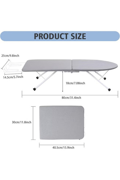 Cady One Foldable ironing board with iron stand, portable ironing board with heat-resistant cover and foldable legs