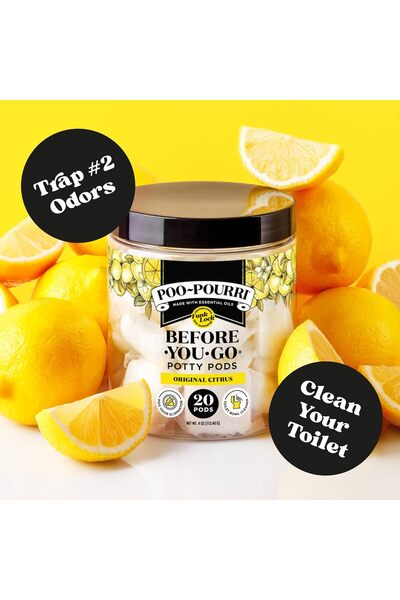 Poo-Pourri Potty Pods Before-You-Go, Original Citrus, 20 Toilet Pods (Lemon, Bergamot & Lemongrass)