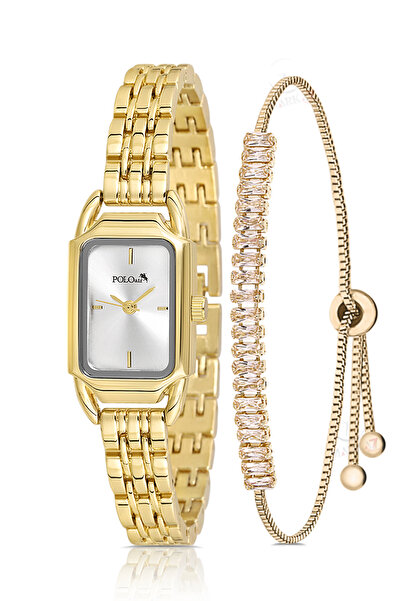 Polo Air ساعة يد نسائية عتيقة الطراز مرصعة بأحجار الزركون مع سوار باجيت ذهبي ...