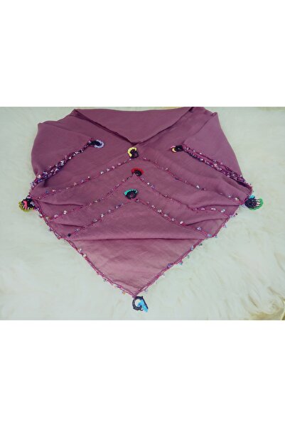 hoaryage bumbac 100% Ezgi Eșarfă cu model floral și scris croșetat cu mărgele...