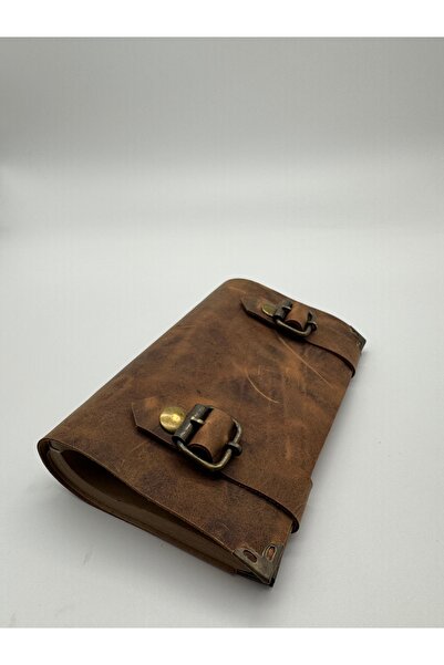 LAYDA %100 Hakiki Crazy Deri Vintage Küçük Defter Kızıl Kahve Yılbaşı Özel