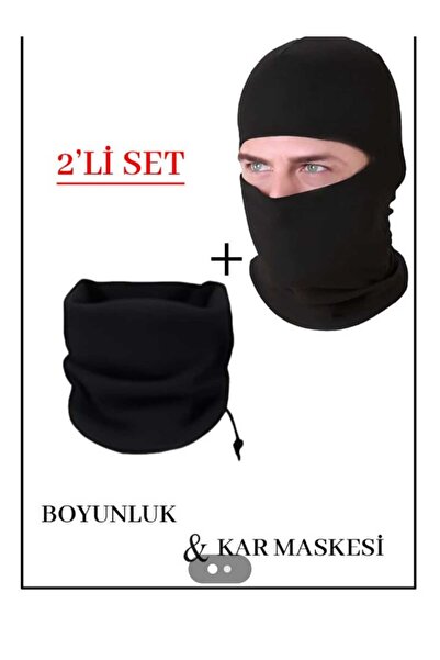 MOONS COSMETIC Siyah Termal Soğuk Geçirmez 2li Esnek Boyunluk-Kar Maskesi