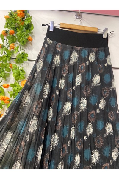 edu collection Patterned Chiffon Bell Skirt with Lining