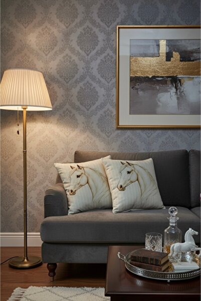 FARCY 2-Piece Combination Set Horse Patterned Filled Decorative Pillow Cotton Throw Pillow Cushion Set (Filled Inside - 2 Pieces)