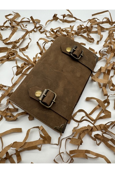 LAYDA دفتر ملاحظات من جلد نوبوك الأصلي بنسبة 100%، لون كاكي