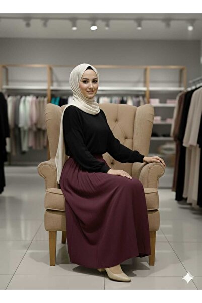 QUAWEAR Fusta din material modal cu talie elastică și buzunare laterale