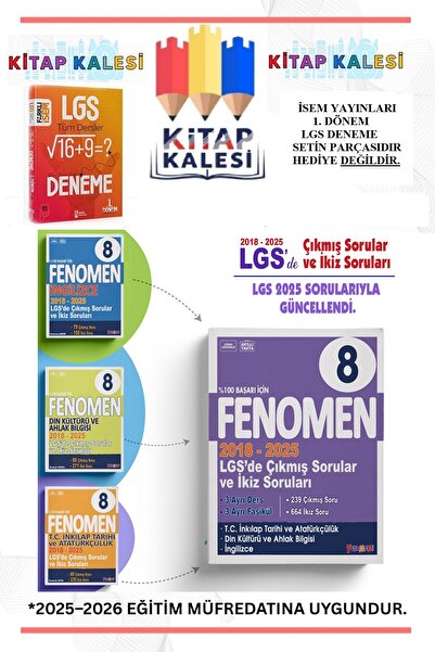 Fenomen Yayıncılık 8. SINIF LGS (İNKILAP-DİN-İNGİLİZCE) ÇIKMIŞ SORULAR VE İKİ...