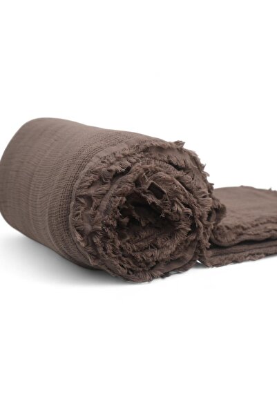 ERISHOMEE İhracat fazlası nefes alabilen pike yatak örtüsü saçaklı Kahve 270 × 300 cm