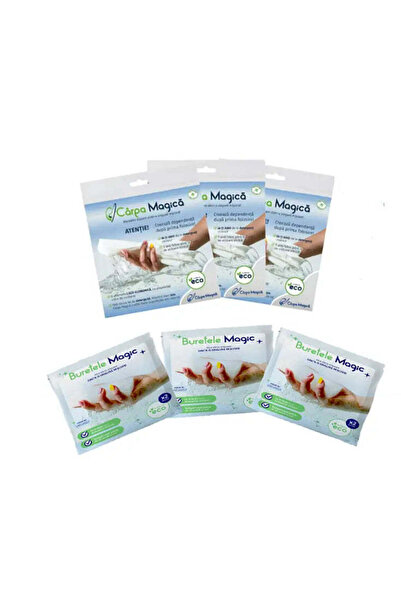Carpa Magica Set Premium Curățenie: 3 Lavete Microfibră (Carpa Magica) + 3 Bu...