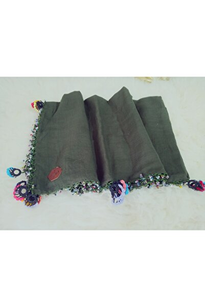 hoaryage 100% βαμβακερό κασκόλ Ezgi με μοτίβο λουλουδιών και χάντρες, κεντημέ...