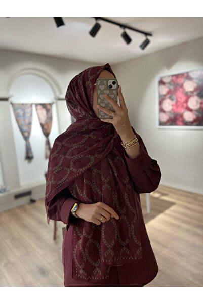 Merwiss Prag Zincir Desen Rami Şal - Bordo