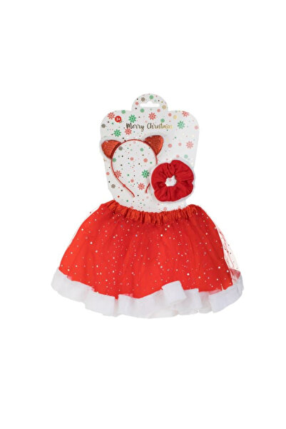 Lumi LUXURY Red Tulle Christmas Skirt Set Santa Claus Crown and Elastic