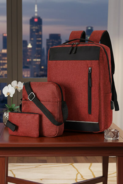 Muchmy 3-Piece Premium Travel Companion Backpack Set with USB Port Zipper Bags Set