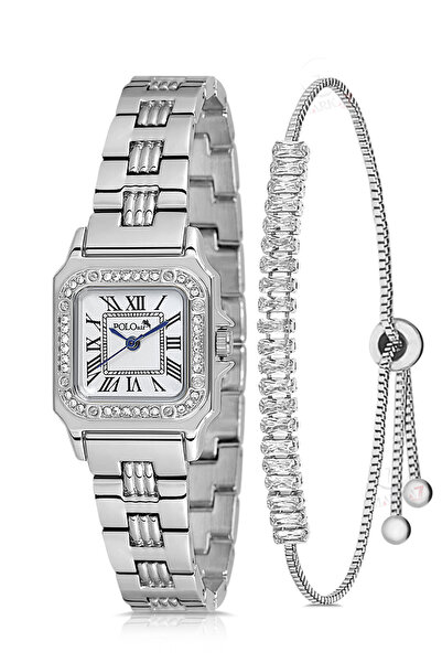 Polo Air Roman Numeral Classic Women's Wristwatch Zircon Stone Baguette Brace...