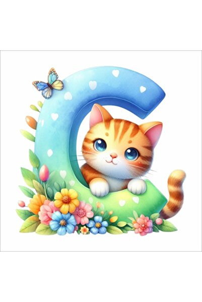 OEM Autocolant de perete litera C cu pisică – 30 cm, material textil premium,...