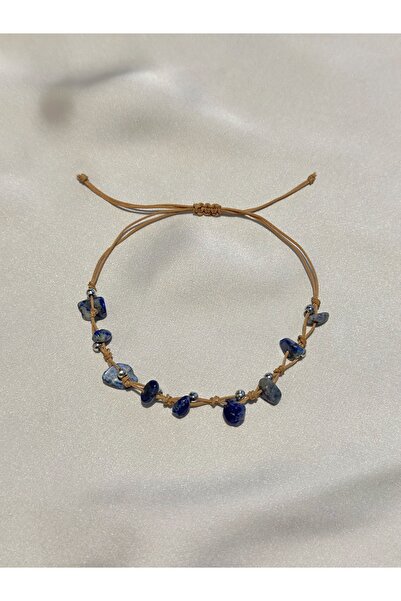 Femenino Lapis Lazuli Doğal Taş Halhal / Bileklik Ayarlanabilir El Yapımı