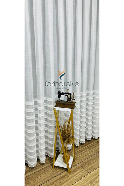 farbateks Tassel Puff Embroidered Iron-Free Wrinkle-Free 2-Layer Pleated Tulle