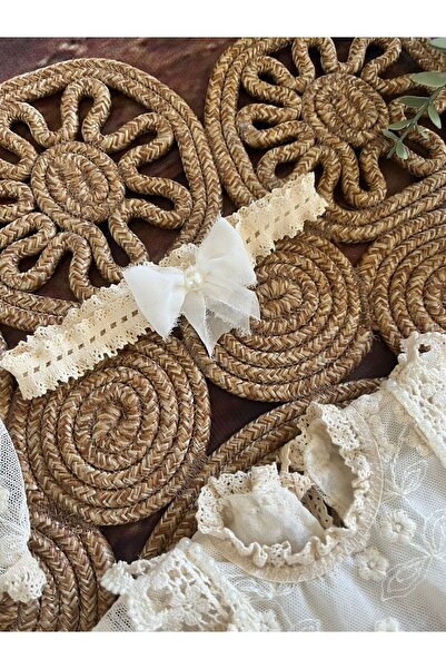 Asrın Tasarım Atölyesi Cream Lace Bow Detail Dress Set