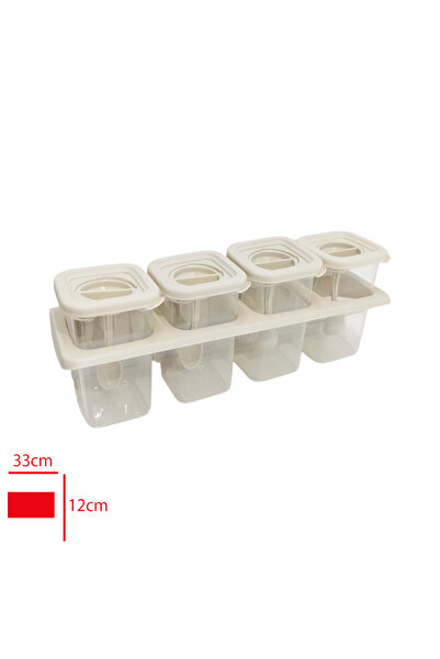 Vip Home Concept Market Ürünleri 4-piece stand-up spice jar set with spoons - plastic vip plus