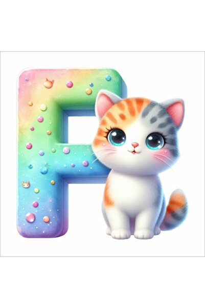 OEM Autocolant de perete litera F cu pisică – 30 cm, material textil premium,...