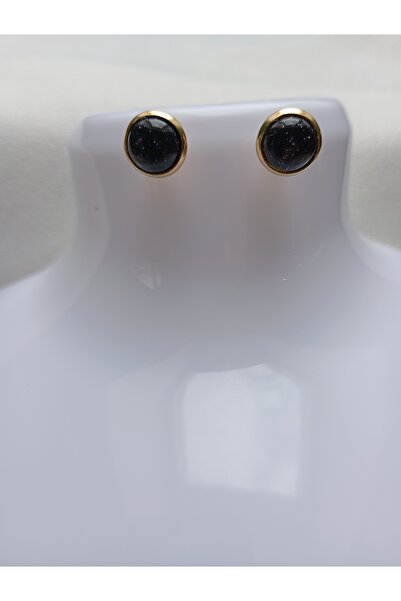 OEM Cercei otel inoxidabil placati cu aur 18k si piatra naturala semipretioasa 8 mm rotunzi