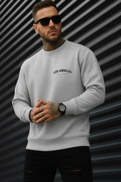 INFLUYENTE Bumbac de iarnă pentru bărbați Minimal Los Angeles cu imprimeu Reg...
