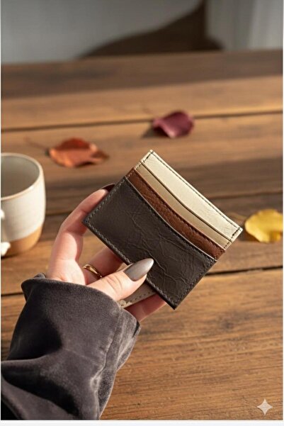 mirakuş Bitter Brown Bow Detailed Shiny Faux Leather Card Holder