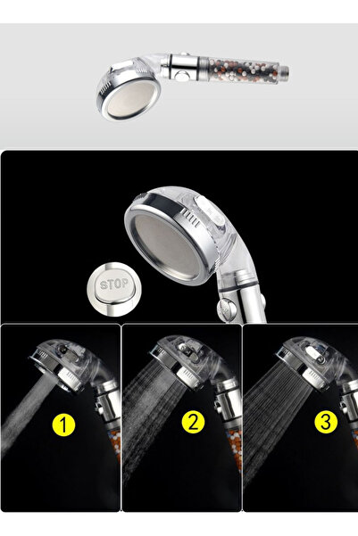 Generic Negative Ion Filter Shower Head – 3 Modes with Water Stop Button