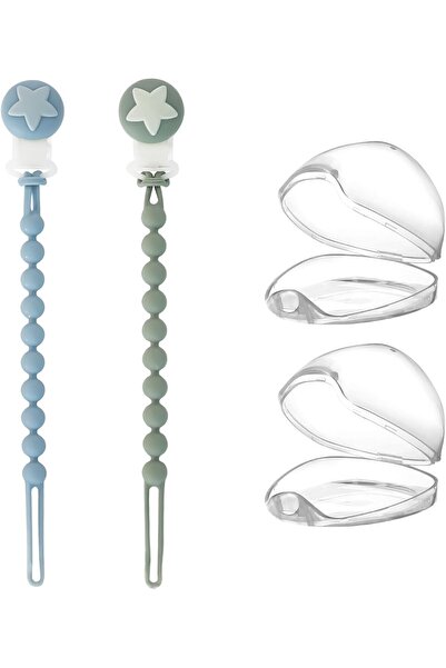 Generic مشبك مصاصة سيليكون مع حامل حلمة شفاف للأولاد والبنات، تصميم من قطعة و...