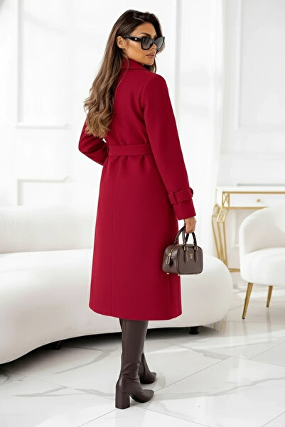 UniqueStore.ro Elegant red coat with cord and gold buttons
