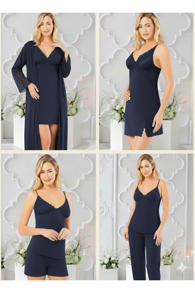 MİSS AYZA İÇTEN GELEN ŞIKLIK ΣΕΤ ΚΟΝΤΟ ΝΥΧΤΕΡΙΝΟ ΚΑΙ ΦΟΡΕΜΑ ΜΕ ΧΑΛΑΚΙ 6 ΤΕΜΑΧΙΩΝ