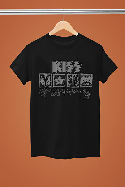 MAGORS تيشيرت روك من القطن بأكمام قصيرة وطبعة KISS