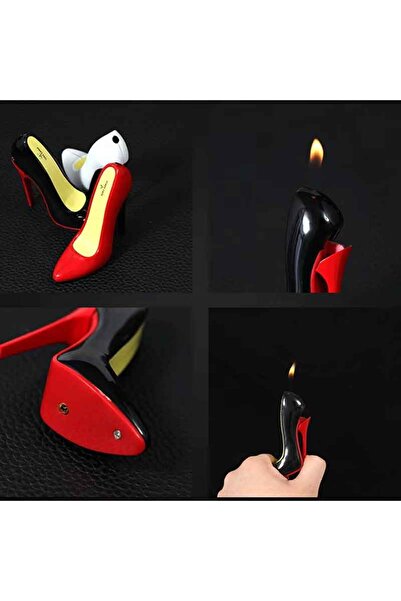 ErCorp Kadın Kırmızı Topuklu Ayakkabı Tasarımlı Şık Çakmak