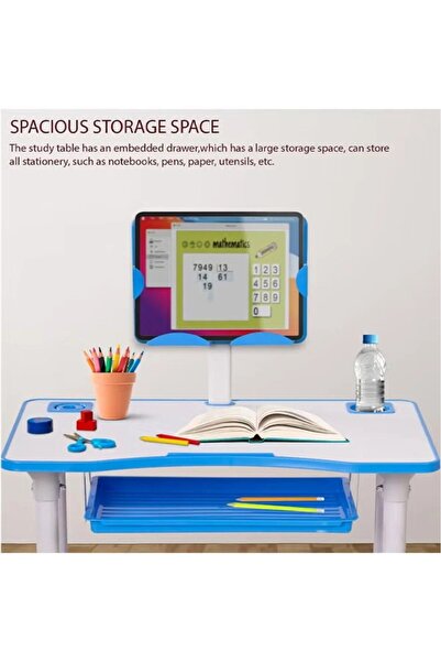 My modern game Children's desk and study chair set with adjustable height, pink and blue color