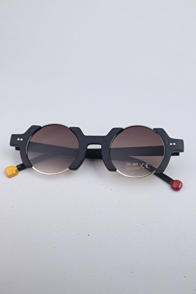 Kapin Yuvarlak Retro Tasarım Vintage Güneş Gözlüğü - Ahşap Kahve