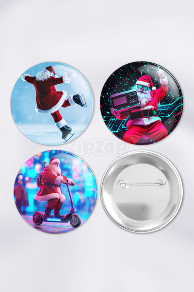 ZipZap مجموعة زينة حقيبة سانتا كلوز لرأس السنة الجديدة مع دبابيس وشارات (3 قطع)