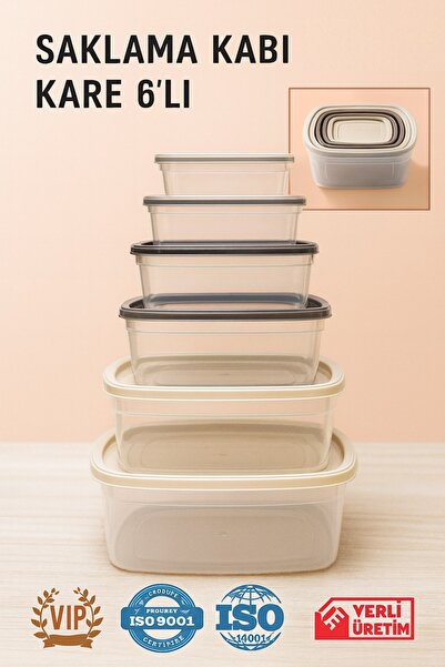Vip Home Concept Market Ürünleri 6-piece nestable storage container plastic square vip plus storage container