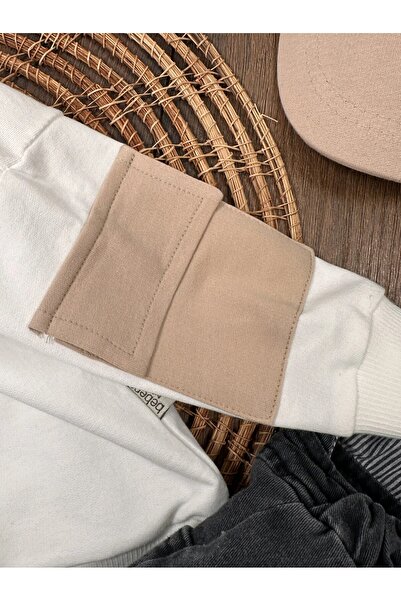 my petit panda 100% Cotton Sweatshirt with Hat Stretch Fabric Jeans Salopet 3-Piece Baby Boy Set