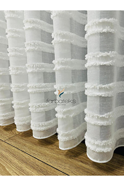 farbateks Tassel Puff Embroidered Iron-Free Wrinkle-Free 2-Layer Pleated Tulle