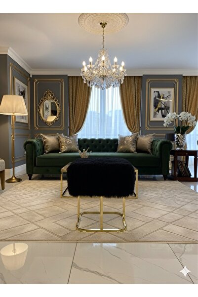 Masal Home Siyah Peluş Puff