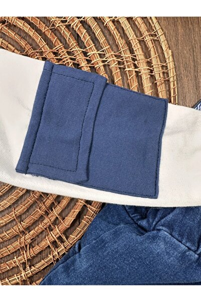 my petit panda 100% Cotton Sweatshirt with Hat Stretch Fabric Jeans Salopet 3-Piece Baby Boy Set