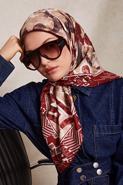 Levidor Μεταξωτό μαντήλι με κόκκινο σχέδιο-0918