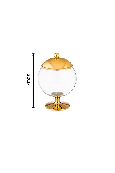 ABAREEK Versatile dessert serving bowl set with lid and base, attractive design (3 pieces), clear/gold