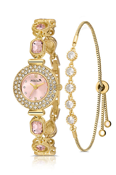 Polo Air Geometric Crystal Stone Cord 5 Stone Bracelet Combination Gold Pink ...