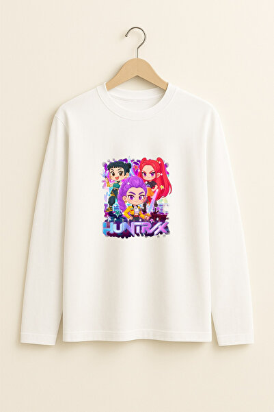 fasardi K-Pop Demon Hunters Huntrix Zoey Rumi Mira Printed Long Sleeve Girls' T-Shirt