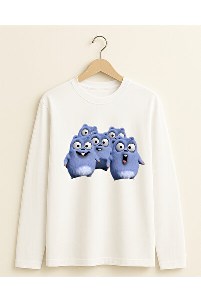 fasardi Grizzy and the Lemmings Printed Long Sleeve Regular Fit Unisex Kids T-Shirt