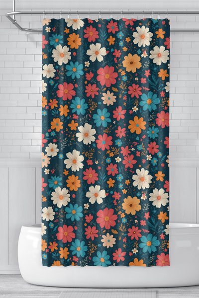 Moud's Perdele de baie, perdea de duș cu model de flori în culori pastel, per...