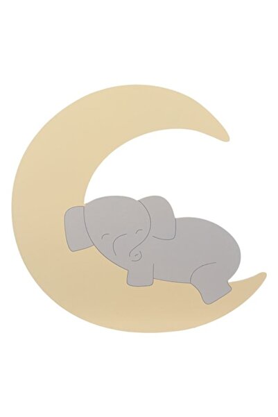 SOHO Wooden LED night light with moon and elephant design for child's room, Multicolor