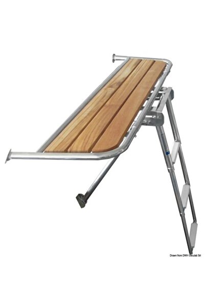 TNG Outdoor Pasarelă din oțel inoxidabil AISI 316 cu suprafață din Iroko, 840-1310 mm, diametru țeavă 25 mm