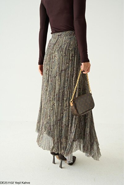 CADDELAMODA Women's Lined Shawl Pattern Chiffon Skirt